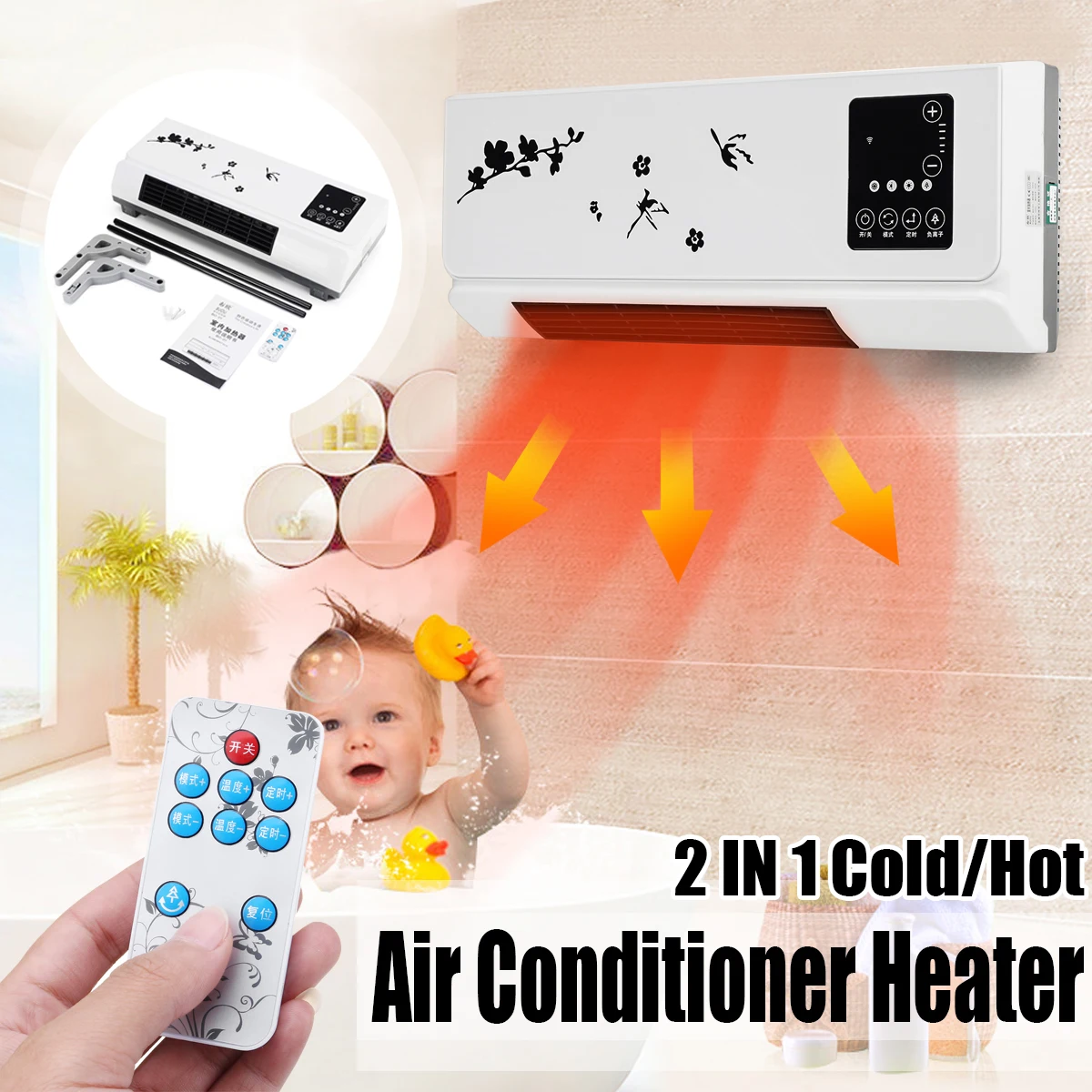 2000 Вт отопительный и охлаждающий кондиционер настенный настольный 2 способа