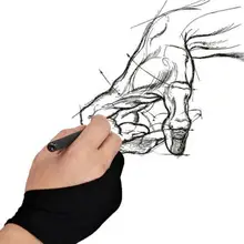 Czarne rękawiczki z dwoma palcami przeciwporostowe malowanie rysunkowe dla każdego artysty Tablet graficzny rysunek J2F7 tanie tanio Other drawing glove