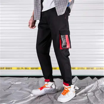 

Mens Multi-pocket Harem Pant Men Streetwear Punk Cargo Pant Hip Hop Casual Trousers Joggers Male Black Pant M-XXL