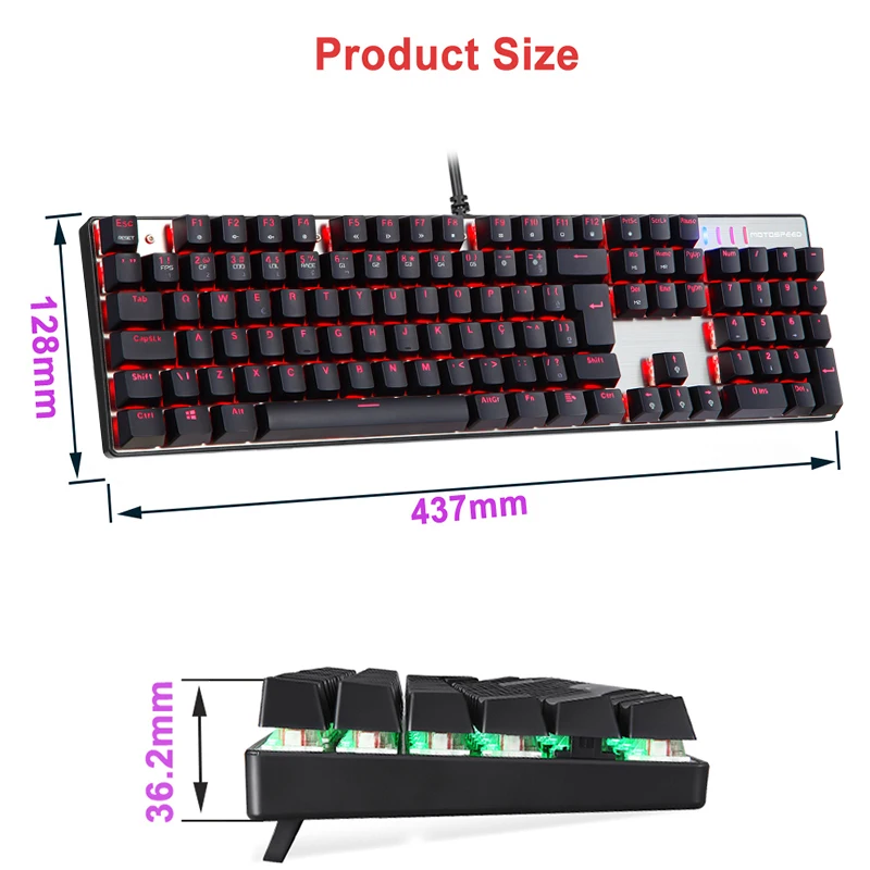 Portugal/English Motospeed CK104 RGB Gaming Mechanical Keyboard 104 keys LED Backlit USB Wired Keyboard for PC Computer Gamer