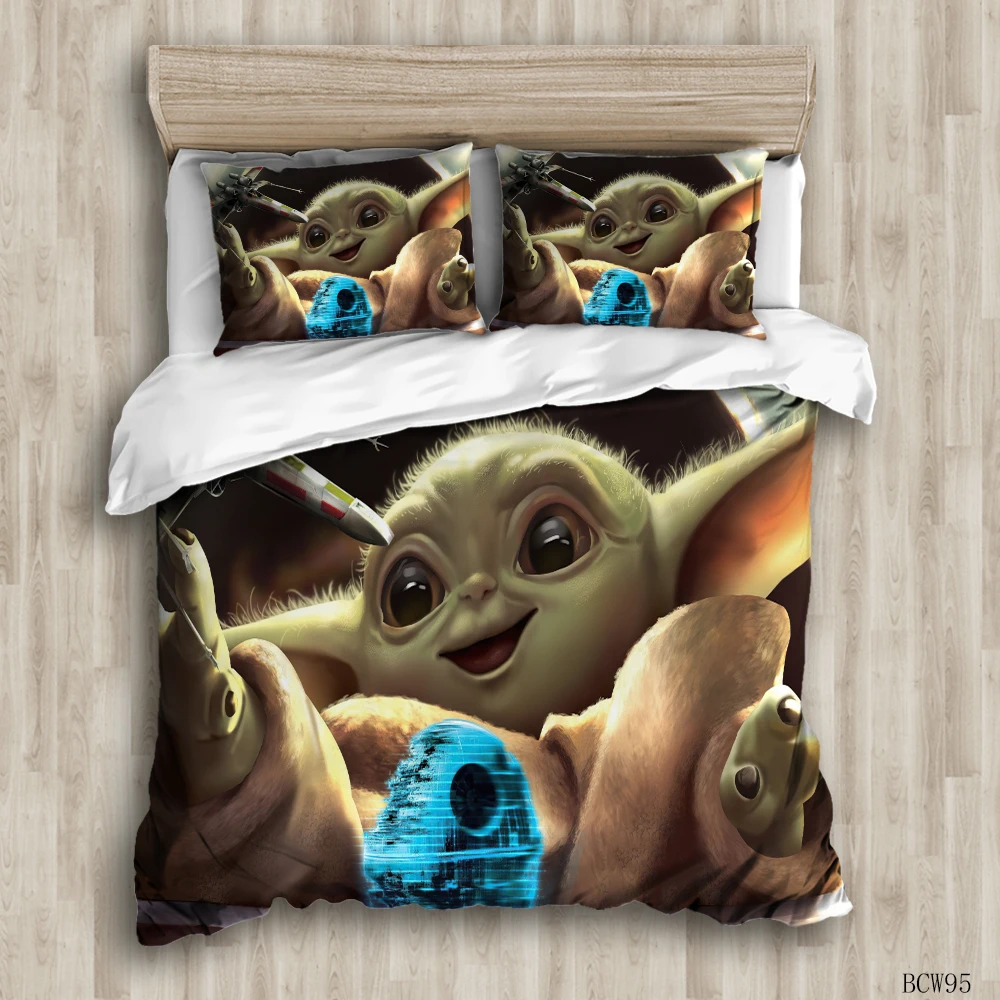 DIY Star Wars Baby Yoda Bedding Set 3D Home Textile Quality Qualified Cotton Single Queen Bedding Set Duvet Cover PillowCases DIY Star Wars Baby Yoda Bedding Set 3D Home Textile Quality Qualified Cotton Single Queen Bedding Set Duvet Cover PillowCases