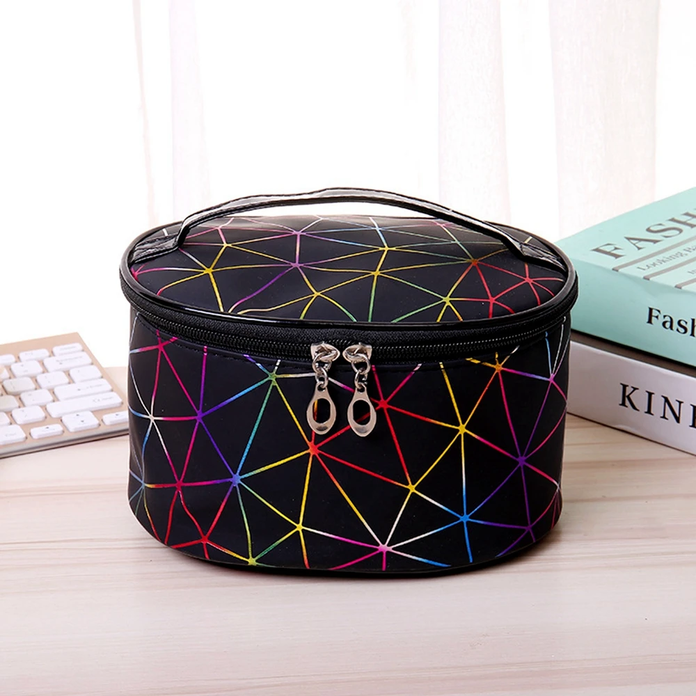 New fashion creative plaid printing cosmetic bag, ladies casual travel PU makeup cases wash storage bag