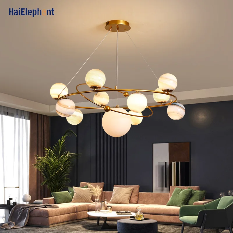 Creative Planet LED Chandeliers For Study Living Room Lobby Bedroom Children's Deco Pendant Lamps Balls Random Combination | Лампы и
