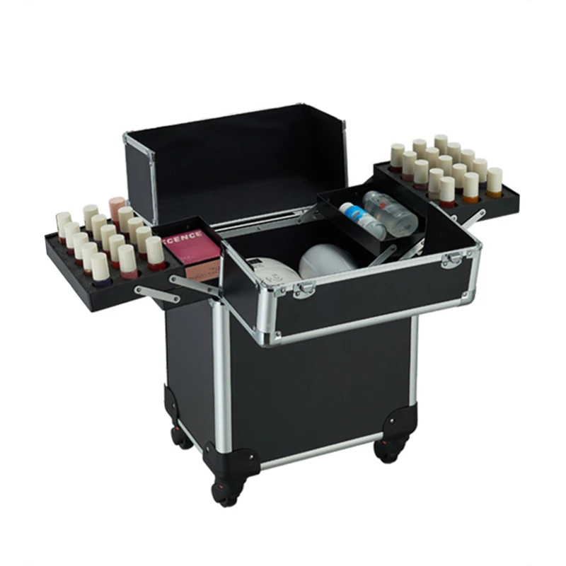 Professional Makeup Suitcase Travel Large Capacity Cosmetic Storage Organizer Tool Box Rolling Wheels Beauty Barber Trolley Case