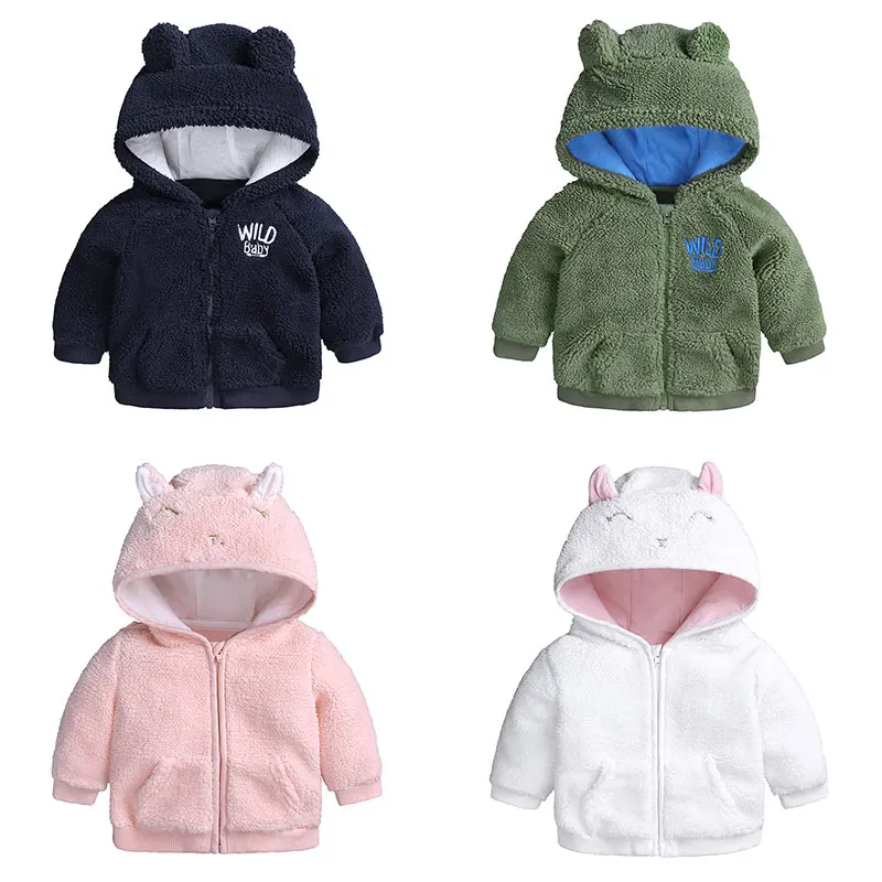 Newborn Autumn Winter Baby Girls Clothes Boys Lamb Cashmere Fleece Coat Pageant Warm Jacket Hooded Candy Color Outerwear