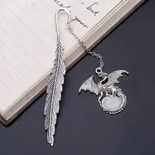 Glow In The Dark Luminous Book Marker Creative Feather Dragon Bookmark Label School Office Stationery