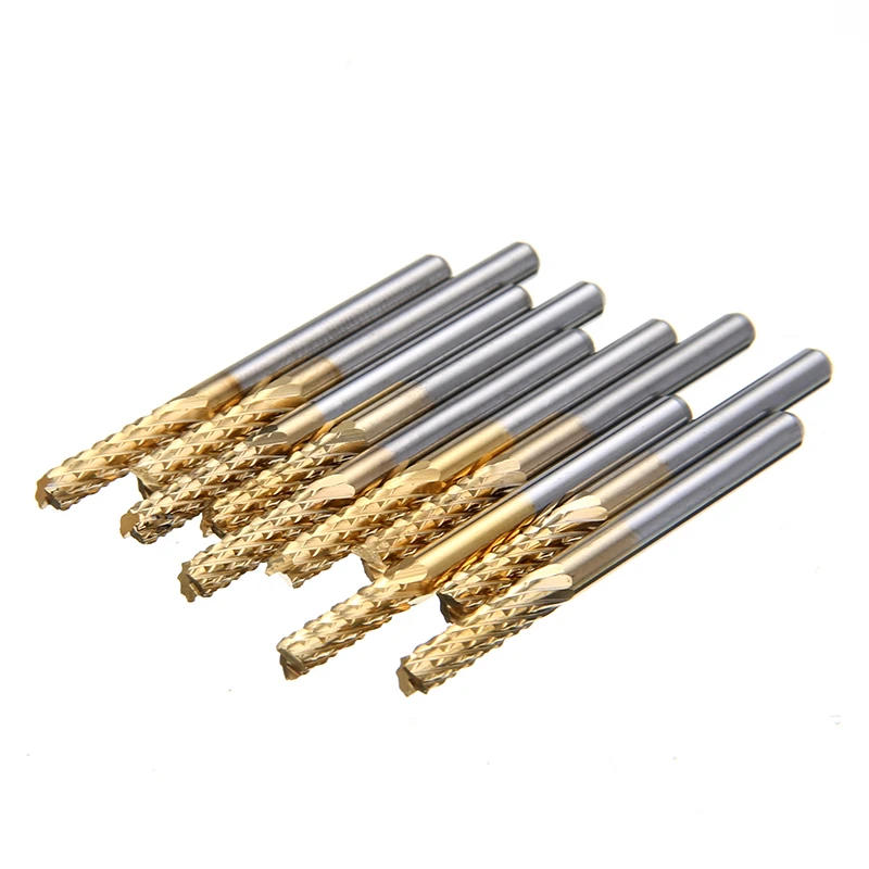 

10Pcs End Mills 1/8" Shank Carbide End Mills 3.175mm Carbide Coating End Mill CNC PCB Engraving Drill Bit For Plastic Fiber