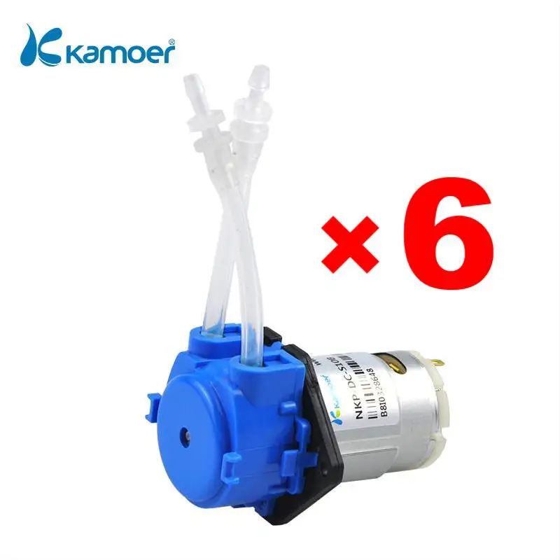 Kamoer NKP 12V Small Flow and Low Pressure Peristaltic Pump with Silicone Tube 3*5mm, Blue Color, 3 Rotors and Straight Plate