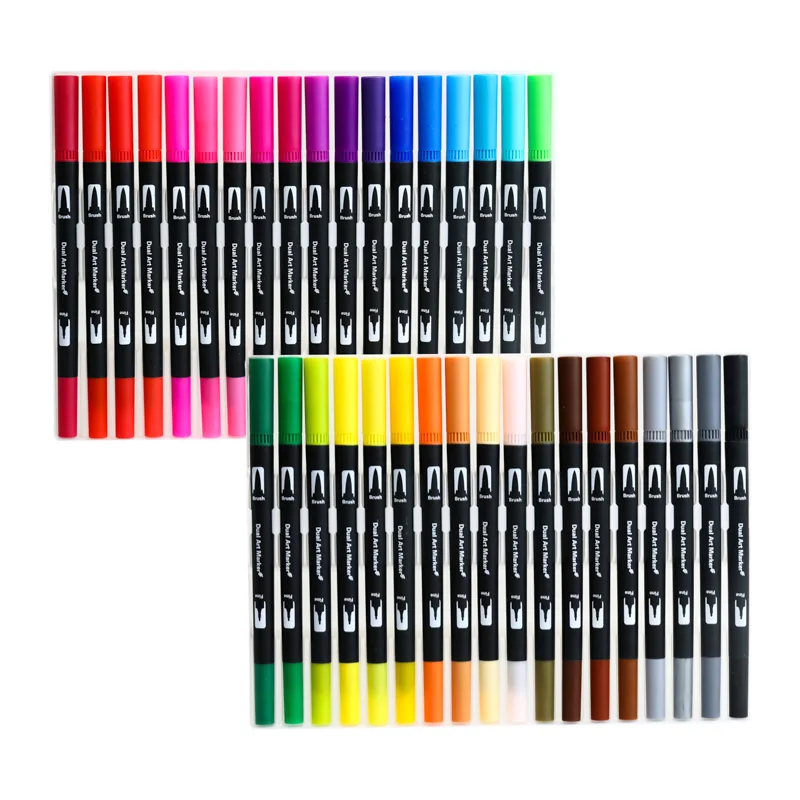 Dual Tip Art Markers 60/100/120 Colors Water Color Marker Pen Brush Highlighter for Hand Lettering Sketching Note | Канцтовары для