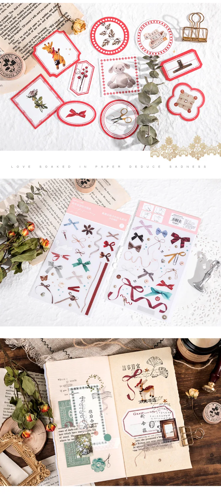 Aesthetic Rub On Stickers Scrapbooking Material Transfer Sticker Plant Bow Tie Journal Diary Decoration Craft DIY Hobbies