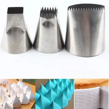 

3Pcs Extra Large Stainless Steel Russian Nozzle Icing Piping Nozzles Pastry Tips Fondant Cupcake Baking Cake Decorating Tools