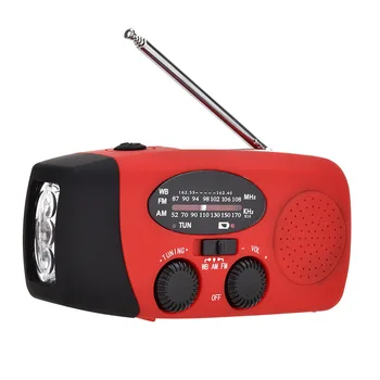 

3 in 1 Emergency Charger Flashlight Hand Crank Generator Wind up Solar Dynamo Powered FM/AM Radio Charger LED Flashlight