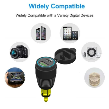 12v-24vデュアルusb充電器 + led電圧計車のusbソケット車の充電器急速充電器オートバイ車海洋パネル修正