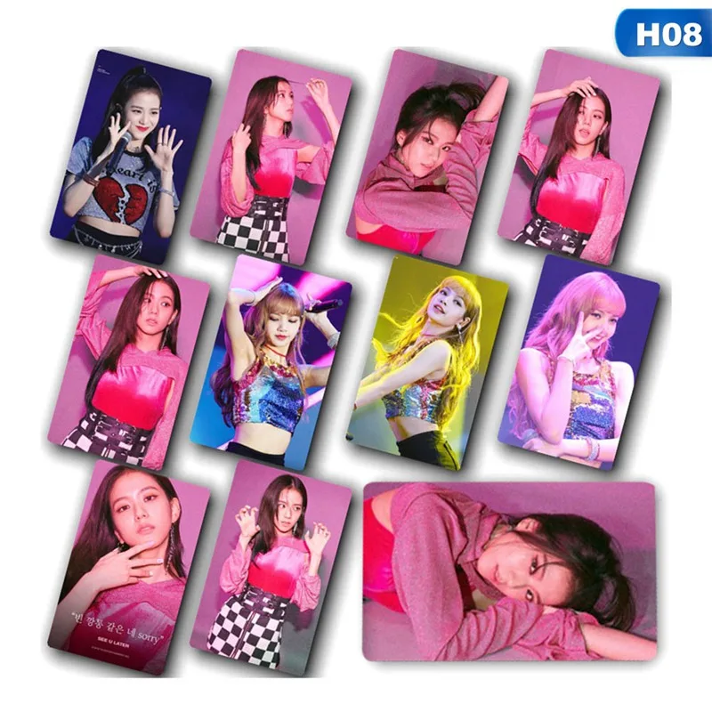 H08 10 шт./компл. KPOP BLACKPINK альбом самодельная бумага Lomo карта фото карта стикер с изображением HD фотостудии вентиляторы - Цвет: H08