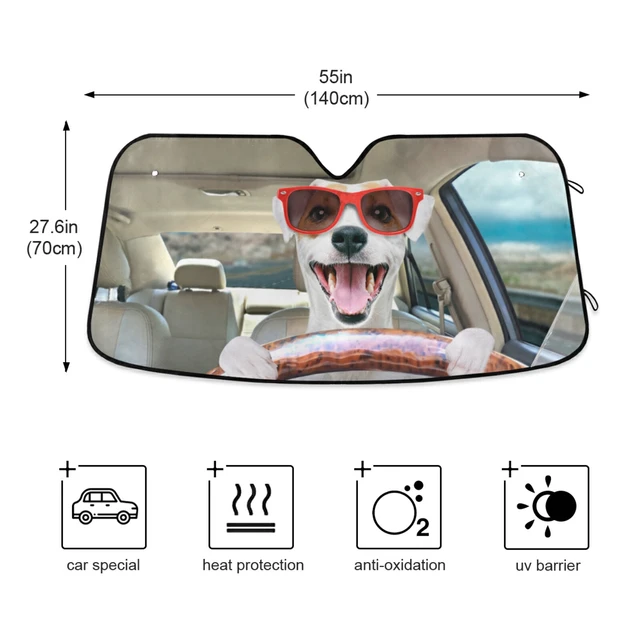 Vicces Aranyos Kutya Vezetésű Autó Fűtött Szélvédő Napsütéssel Összecsukható Uv Ray Sun Visor Protector Sunshade, Hogy A Jármű Hűvös Maradjon - Image 2