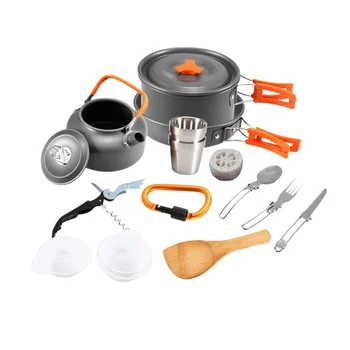 

1 Set Camping Cookware Portable Picnic Cooking Pan Tray Cup Pot Cooking Supplies with Tableware