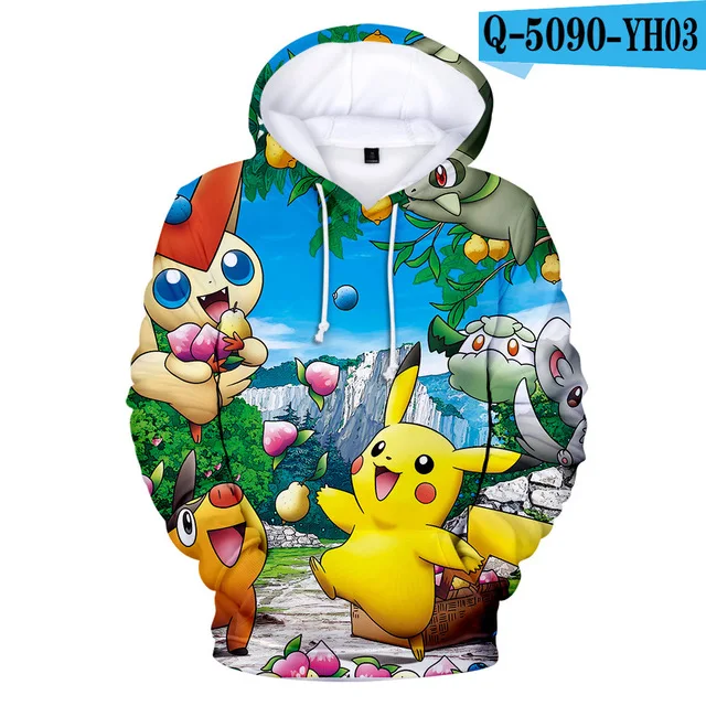 3-20 Years Hoodies Pokemon Umbreon Pikachu 3D Printed Hoodie Boys Girls Harajuku Sweatshirt Streetwear Jacket Coat Kids Clothes - Цвет: 3dwy-309