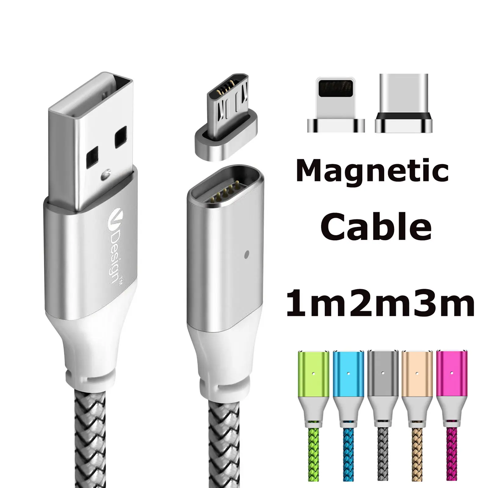 1-3 м Магнитный кабель зарядное устройство type C IOS Micro USB кабель синхронизации для зарядки адаптер Лот для samsung Galaxy Note 8 S8 S9 для iPhone LG