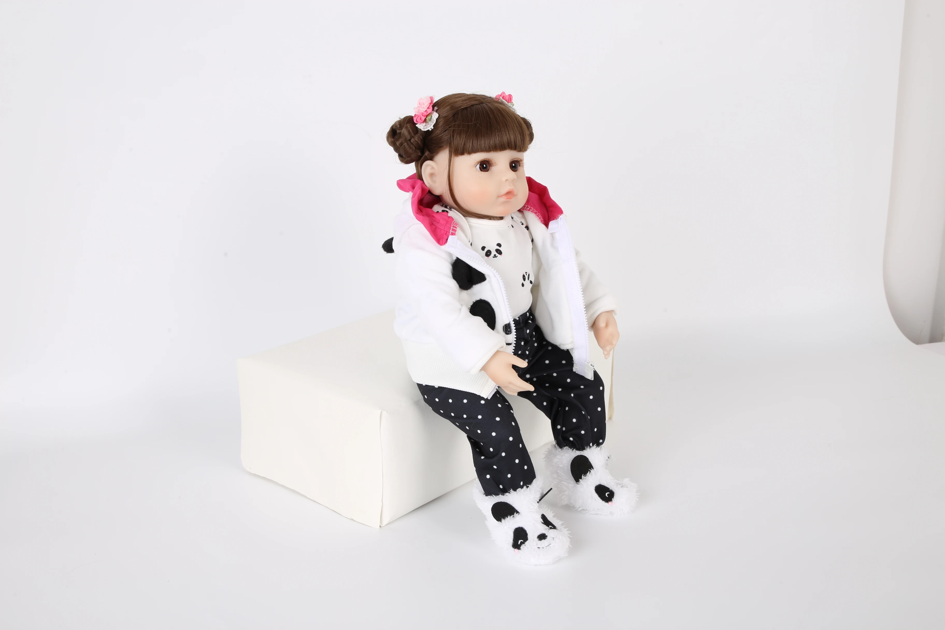 19 дюймов Мягкие силиконовые Симпатичные в стиле «little panda» кукла новорожденного ребенка Реалистичная девочка дает детям самый лучший подарок на день рождения праздник