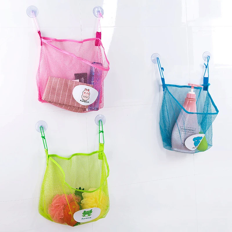 

1 pcs Toy Organizer bags Suction Storage Folding Hanging Mesh Net Bags Eco-Friendly Bathroom Shower Kitchen Debris Mesh Bags HOT