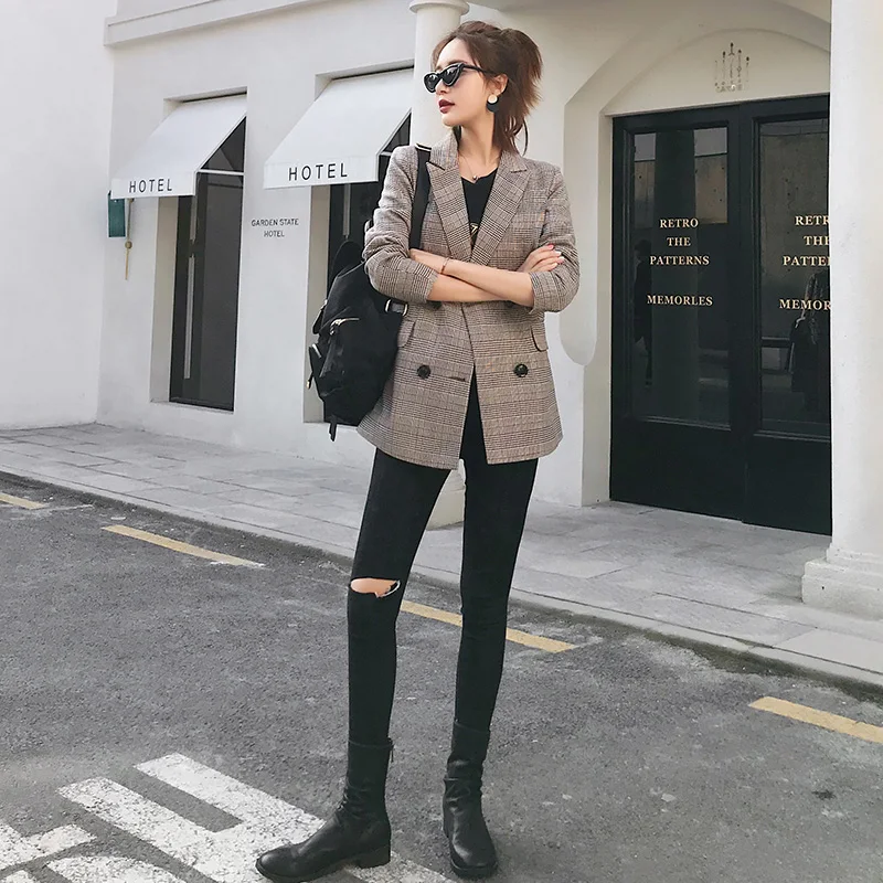 

Suit Small Fragrant Wind Korean Casual Retro Temperament 2019 New England Style Grid Pattern Small Suit Jacket Children