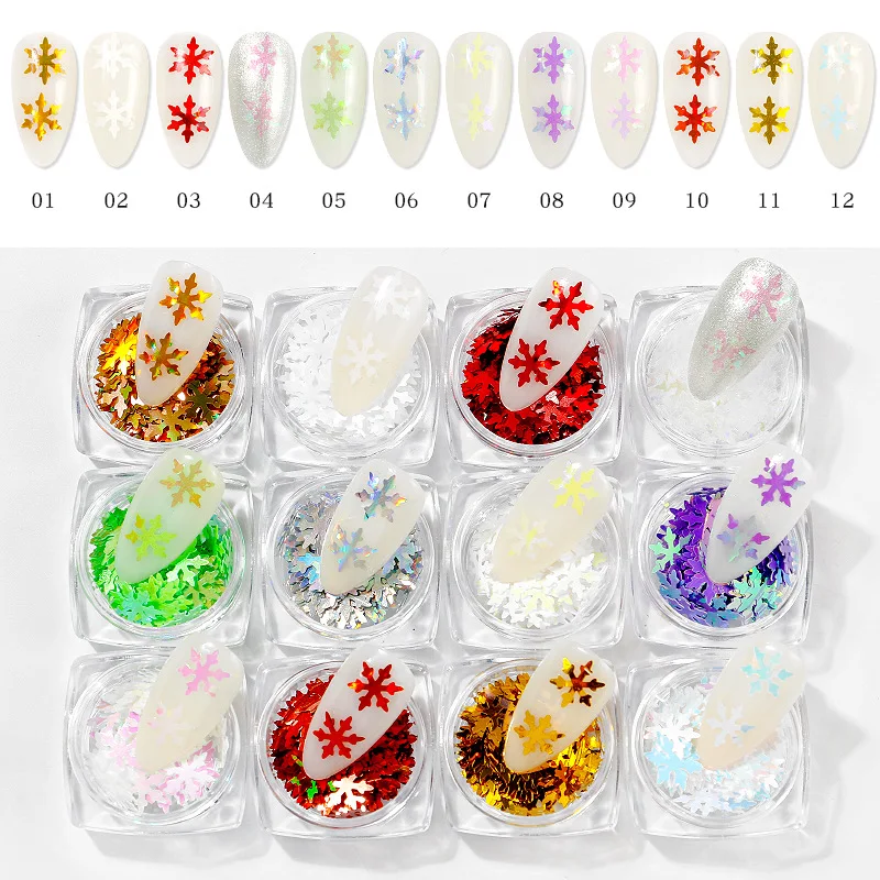 

Christmas Nail Sequins Holographic Nail Glitter Christmas Nail Snowflake Flake Acrylic Manicure Paillettes Ultrathin 3D Decals