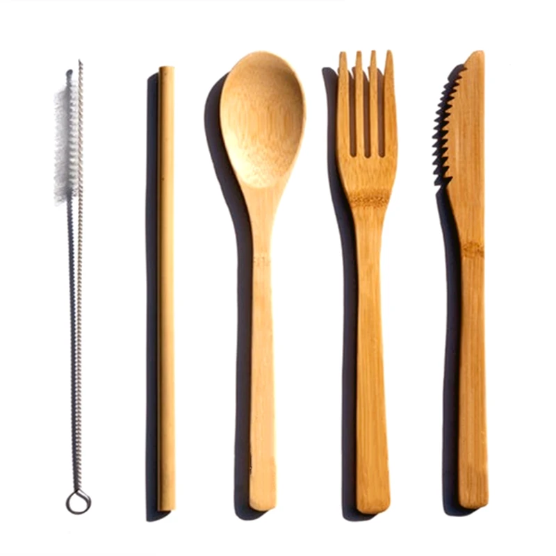 Многоразовые органические бамбуковые столовые приборы без отходов 3 шт.