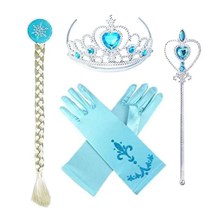 A Set of Frozen Jewelry Cosplay Props Disney Princess Elsa Anna Magic Wand Wig Crown Gloves Children Anime Toy Masquerade Party afbeelding