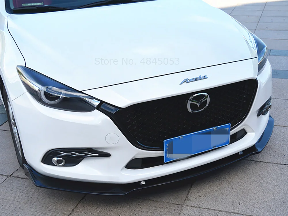 Для Mazda 3 Axela до углеродное волокно передний бампер для губ накладка наружные части авто Блеск Черный ABS передний бампер 3 шт