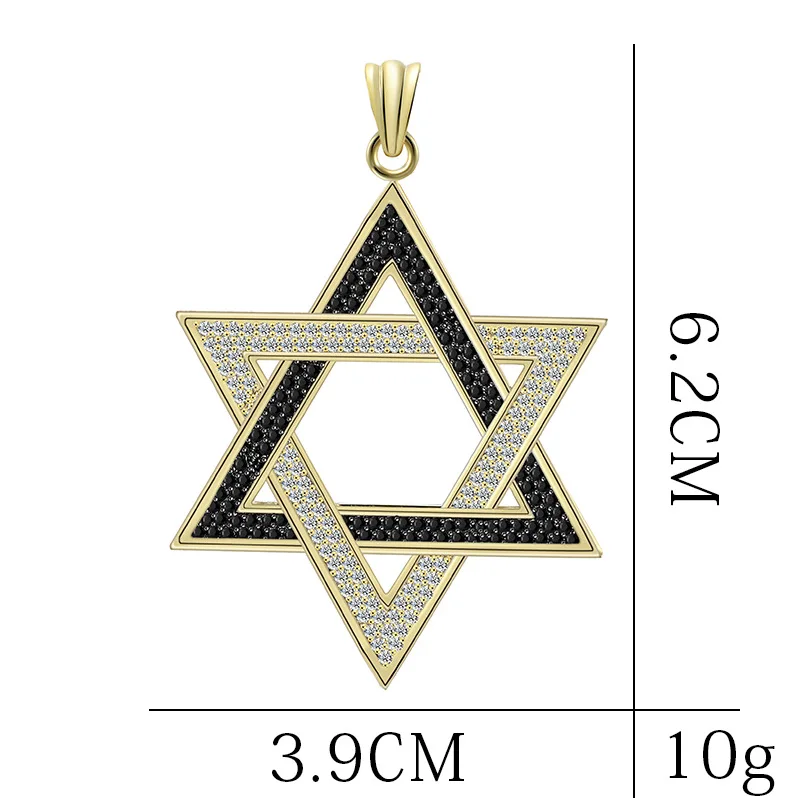 Хип хоп AAA кубическая циркониевая подвеска Bling Iced Out Звезда Давида Подвески с шестиконечной звездой ожерелье мужской раппер ювелирные изделия Прямая
