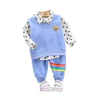 

Spring Autumn Children Cotton Clothes Baby Boys Girls Dots T Shirts Vest Pants 3Pcs/sets Infant Kids Fashion Toddler Tracksuits