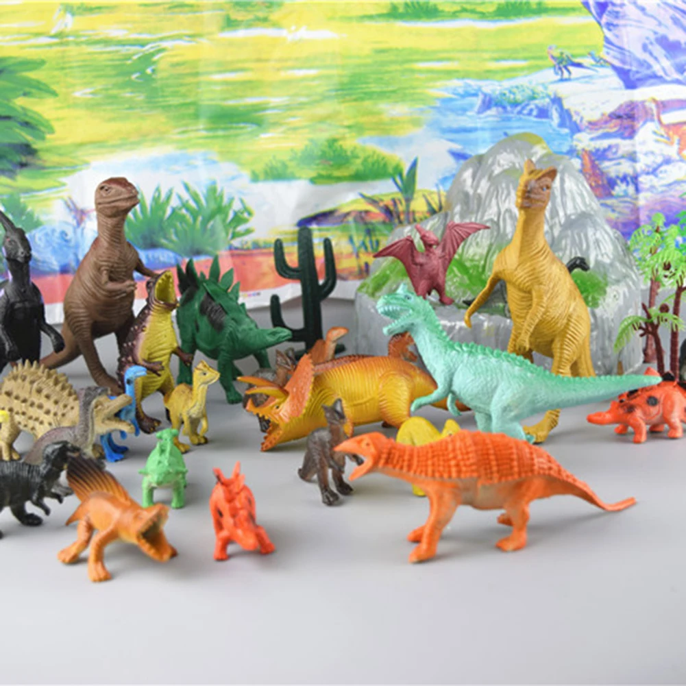 26 шт./компл. Мини фигурки динозавров поддельные Хилл модель с ведром подарки на день рождения, обучающая игрушка