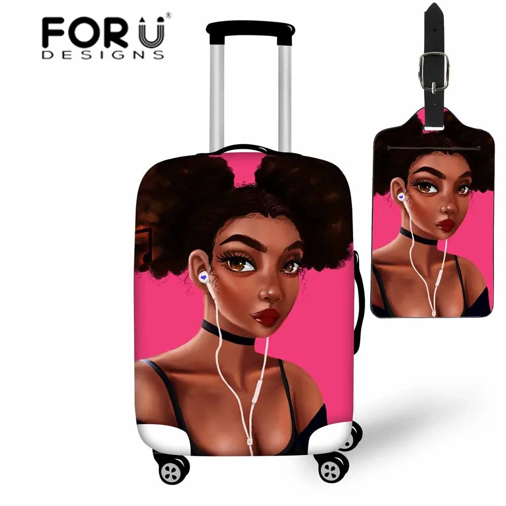 

FORUDESIGNS Travel Luggage Covers for Black Art African Girls Design Suitcase Protective Elastic Trolley Case Cover 18-30 Inch