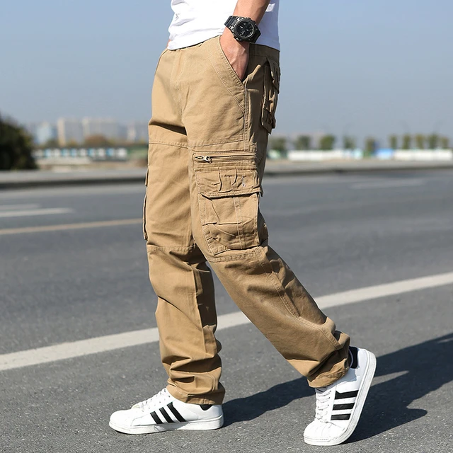 Military Style Casual Multi Pocket Cargo Pant  Plus Size Khaki Cargo Pants  - Spring - Aliexpress
