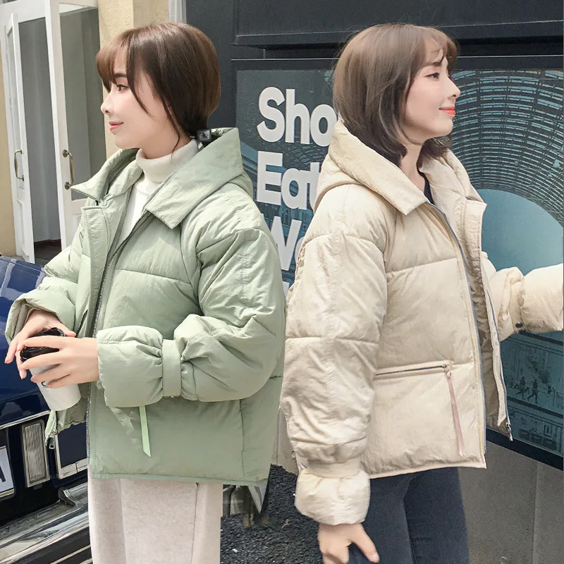 

Short Cotton-padded Clothes Women's 2019 New Style Korean-style Loose-Fit Hooded down Jacket Cotton-padded Clothes Short-height