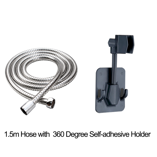 Bathroom Shower Head Hose Holder Set 1.5m Chrome plated 2 meter Commen Pipe with No Drill Bracket Shower Head Accessory