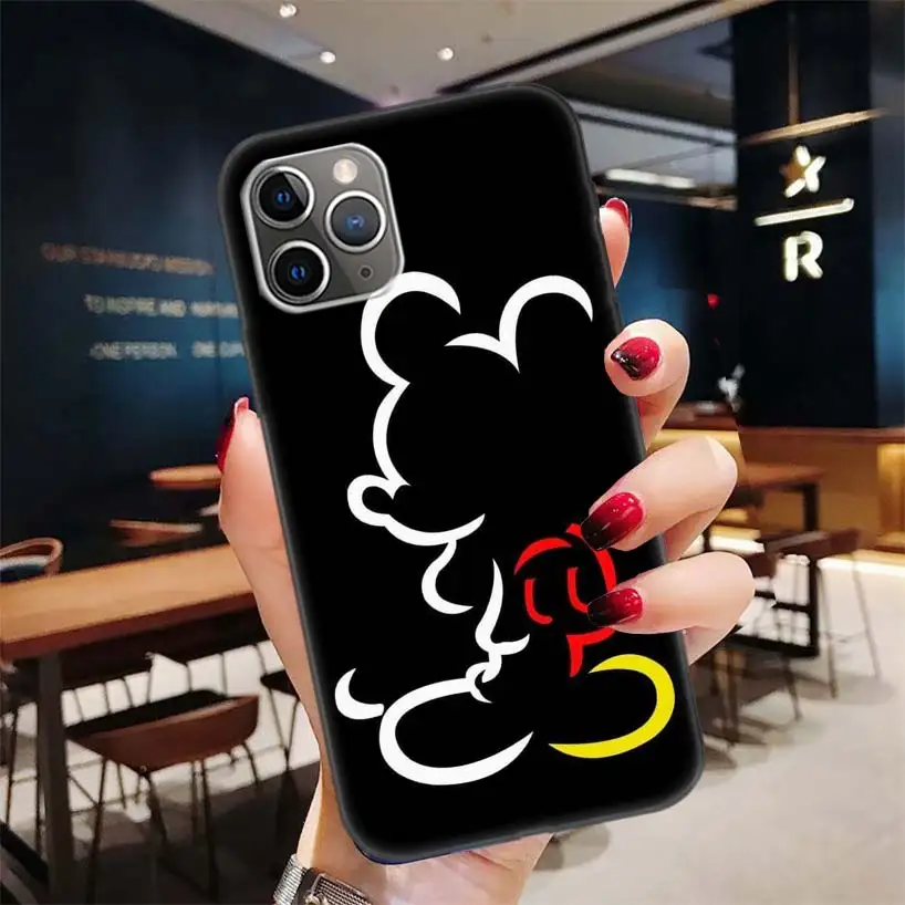 Черный чехол с Минни Маус для Apple iPhone 11 Pro XR 7 8 6 6S Plus X XS MAX 5 5S SE Мягкий силиконовый чехол из ТПУ для телефона
