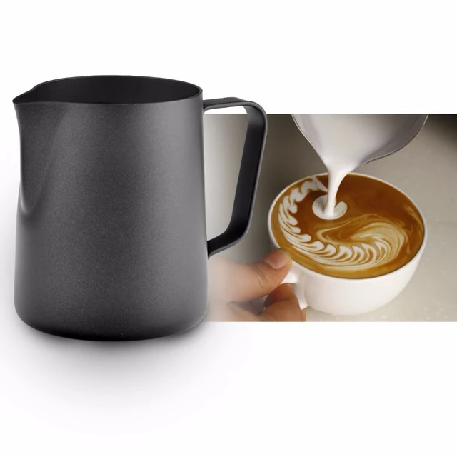 420ml Stainless Steel Milk Frother Espresso Latte Cup with Leather Case  Barista Craft Coffee Latte Milk Frother Coffee Appliance - AliExpress