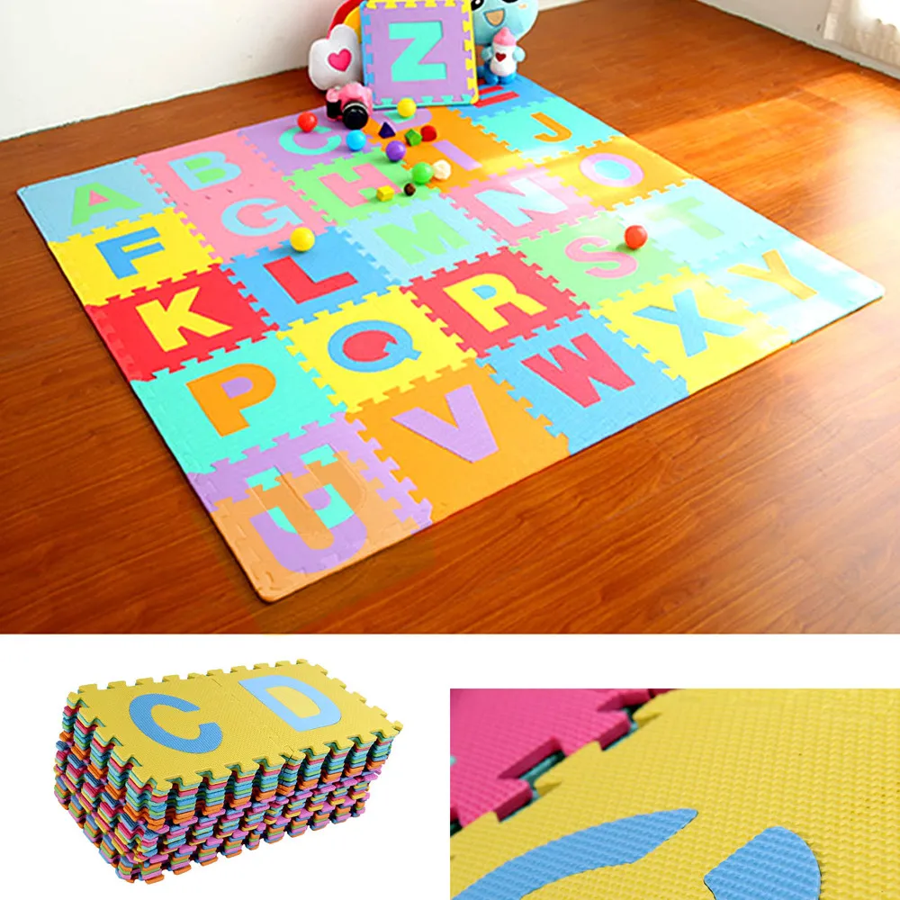 36PCS Alphabet Zahlen EVA Boden Spielen Matte Baby Zimmer ABC Schaum Puzzle Nicht-Schlupf Startseite Dekoration Waschbar Boden matte Fußmatten