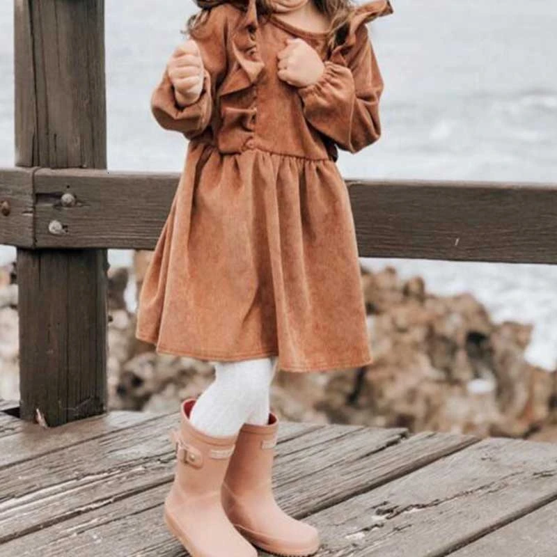 Новинка года; вельветовые платья; сезон весна-осень; зимнее Хлопковое платье для маленьких девочек с оборками в стиле пэчворк; милые платья для девочек; одежда