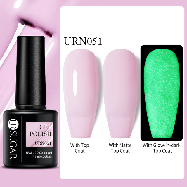 SUGAR Luminous Gel Top Coat Semi Permanent Glow In Dark Fluorescent Soak Off UV LED Color Gel Nail Varnish Nails for Manicure