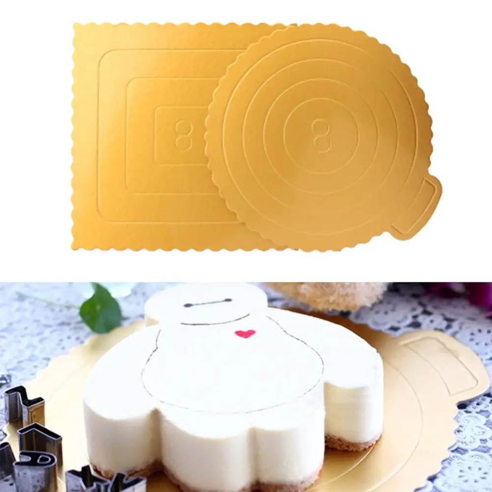 

8 Inches Round/Square Gold Cake Boards Cardboard Disposable Layered Cake Pizza Bottom 1 Pcs 25*25cm Cake Tools