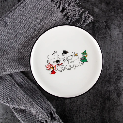 Скандинавский стиль Moomin 8 дюймов стейк керамическая тарелка рисовая чаша ложка Amy Shili мультфильм керамическая детская посуда - Цвет: E 1PCS