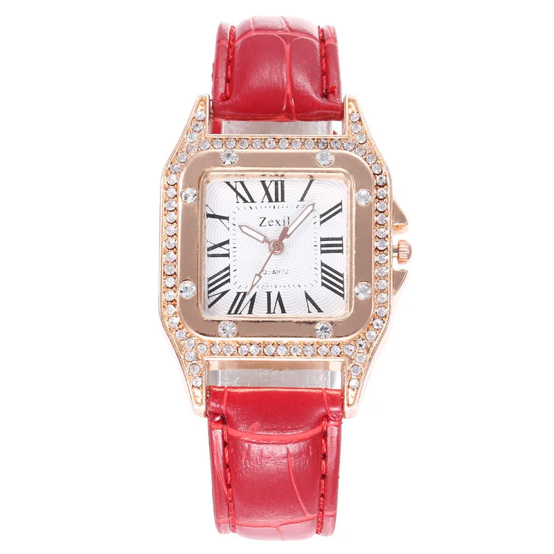 Высококлассные модные женские часы с квадратным бриллиантом и ремешком, простые римские цифровые Стразы Shi Ying, женские часы