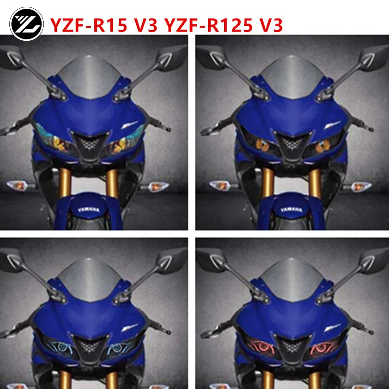 Motorcycle Front Fairing Headlight Guard Sticker Head light protection Sticker for YAMAHA YZF-R15 V3 YZF-R125 V3 2017 2018 2019