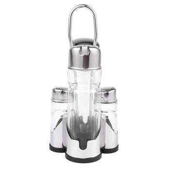 

EASY-5X Salt Pepper Oil Sauce Vinegar Dispenser Cruet Condiment Set Glass Container