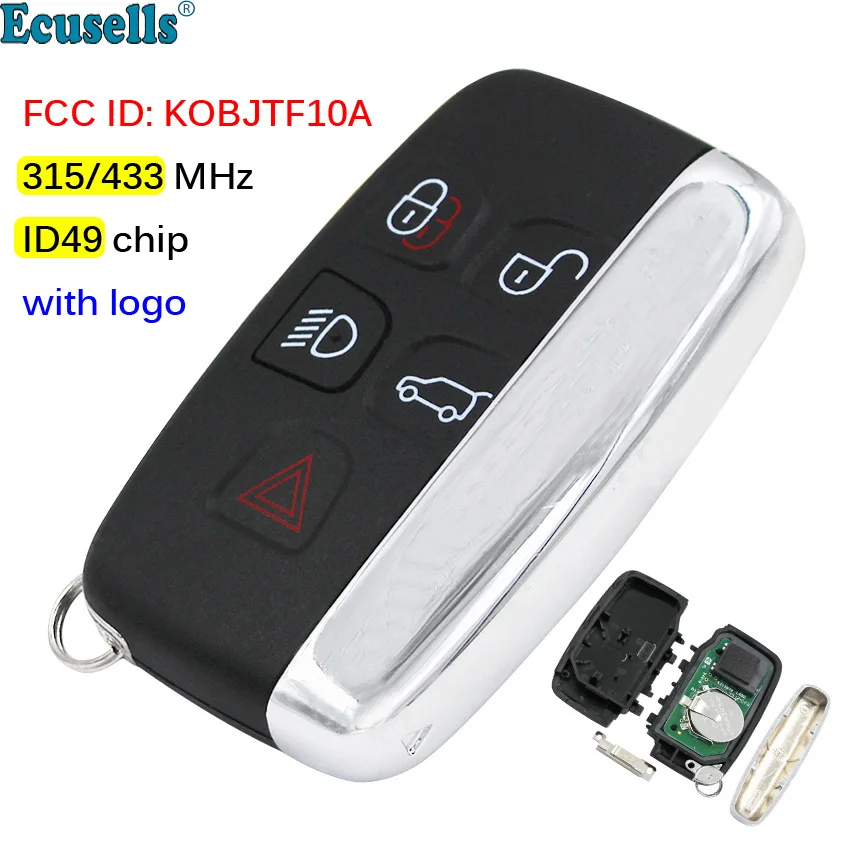 5 Buttons Keyless Entry Smart Remote Key Fob 315Mhz With 49 chip for Jaguar XFL XE XJ XF 2013-2014 KOBJTF10A | Автомобили и