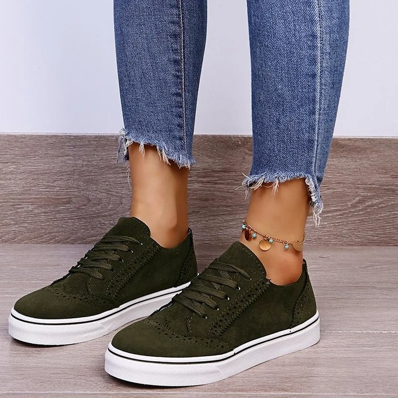 Spring/Autumn 2021 New Flats Shoes for Women Sneakers Fashion Low Cut Lace-up Casual Platform Shoes Woman Plus Size 43 Sneakers