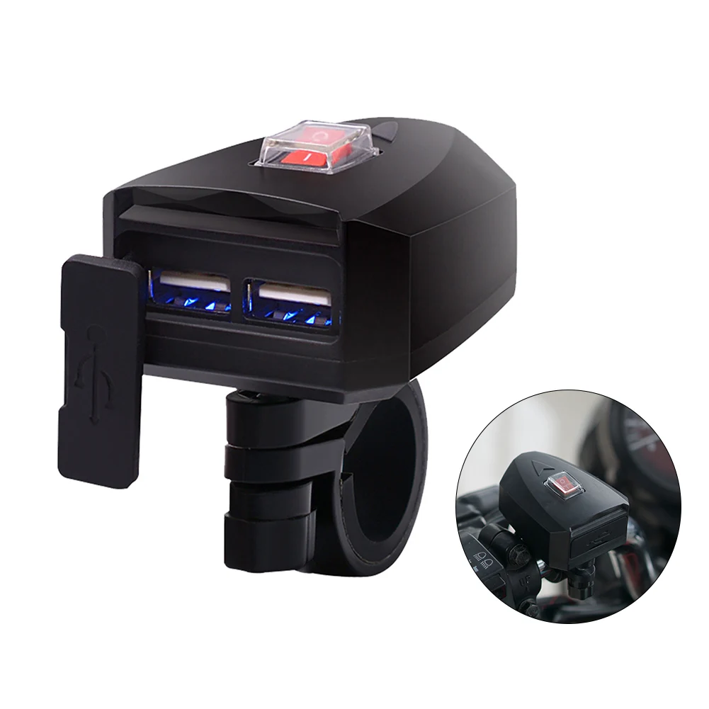 

10-80V Waterproof Dual USB Motorcycle Cell Phone Power Supply Socket USB Charger With Switch Motorcycle Accesorios Para Moto
