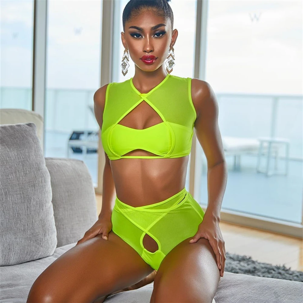 neon yellow bathing suit top